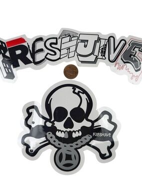 Vintage FRESHJIVE Stickers Lot of 2 Skate Streetwear Surf Rave